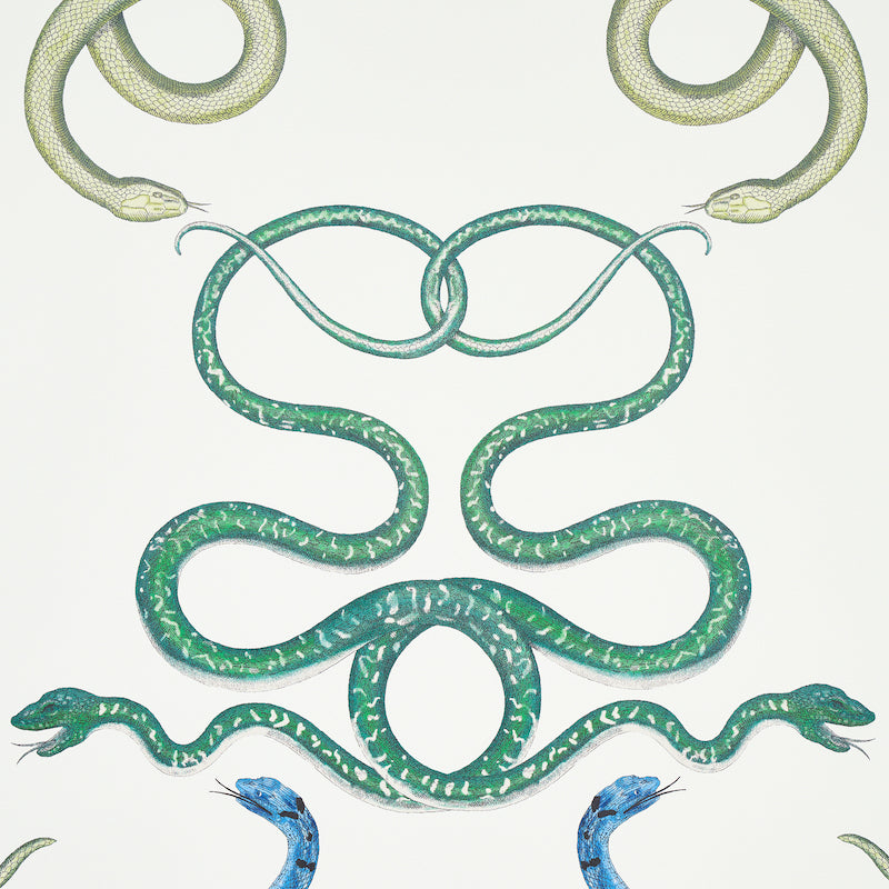 Giove Emerald & Sapphire by Schumacher Artistic Snake Wallpaper – CHARLAP HYMAN & HERRERO 5009460