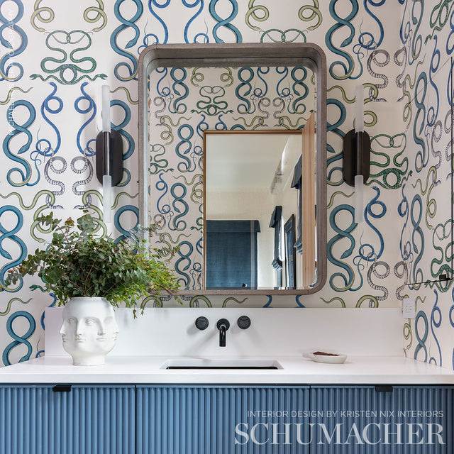 Giove Emerald & Sapphire by Schumacher Artistic Snake Wallpaper – CHARLAP HYMAN & HERRERO 5009460