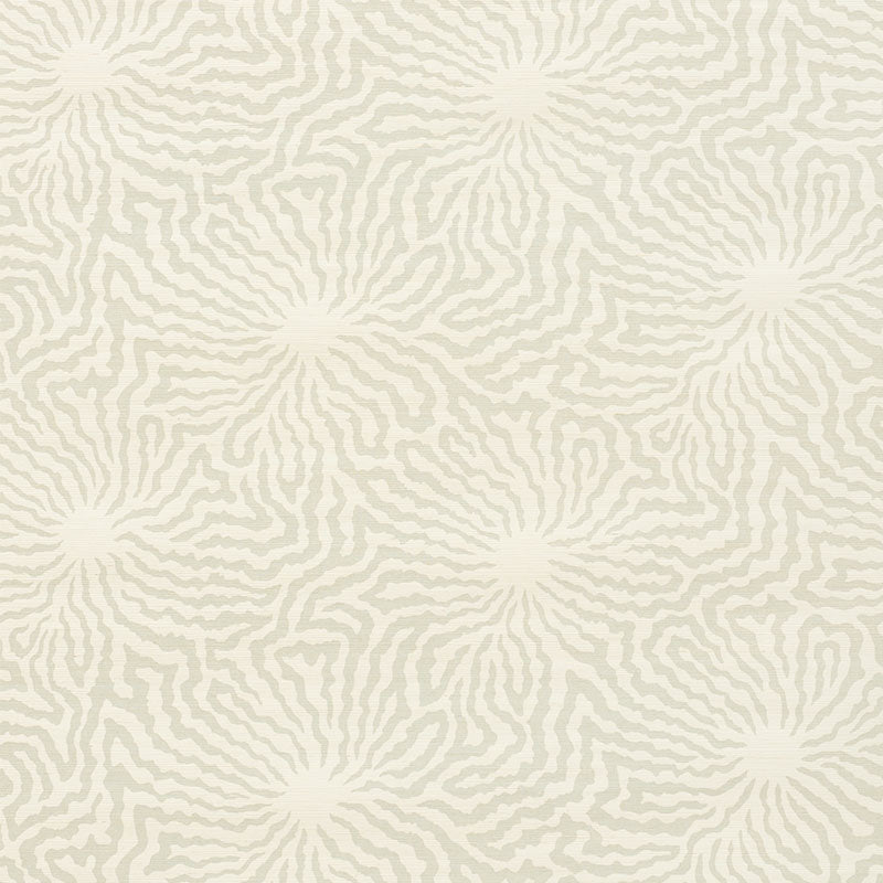 Flower Shock Sisal wallpaper in Haze by Celerie Kemble for Schumacher, abstract floral pattern on woven grasscloth.