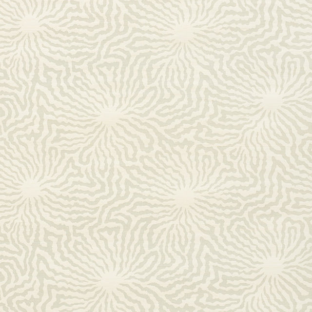 Flower Shock Sisal wallpaper in Haze by Celerie Kemble for Schumacher, abstract floral pattern on woven grasscloth.