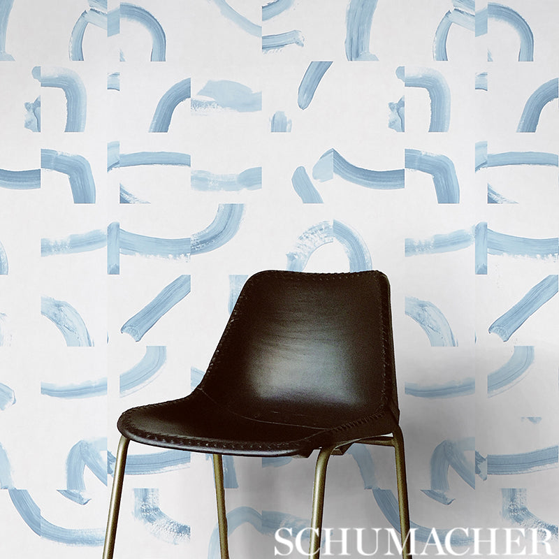 SEPIESSA PANEL SET Sky by Caroline Z Hurley Abstract Blue Wallpaper – Schumacher 5009490