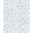 SEPIESSA PANEL SET wallpaper in Sky by Caroline Z Hurley for Schumacher, abstract blue brushstroke pattern on white background, shown in room and detail views.