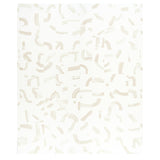 Sepiessa Panel Set by Caroline Z Hurley for Schumacher. Neutral abstract brushstroke wallpaper in a two-panel set, shown in a modern bedroom interior.