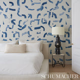 SEPIESSA PANEL SET Blue by Caroline Z Hurley Abstract Wallcovering – Schumacher 5009494