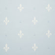 Fleur de Lis Mineral small-print wallpaper by Schumacher, featuring a classic French motif in a soft blue colorway.