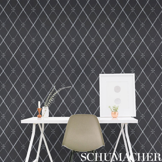 Kasumi Diamond Chalkboard by Schumacher Small-Print Wallcovering – Schumacher 5009510