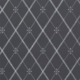 Kasumi Diamond Chalkboard wallpaper by Schumacher featuring a chalky white diamond lattice pattern on a dark background.