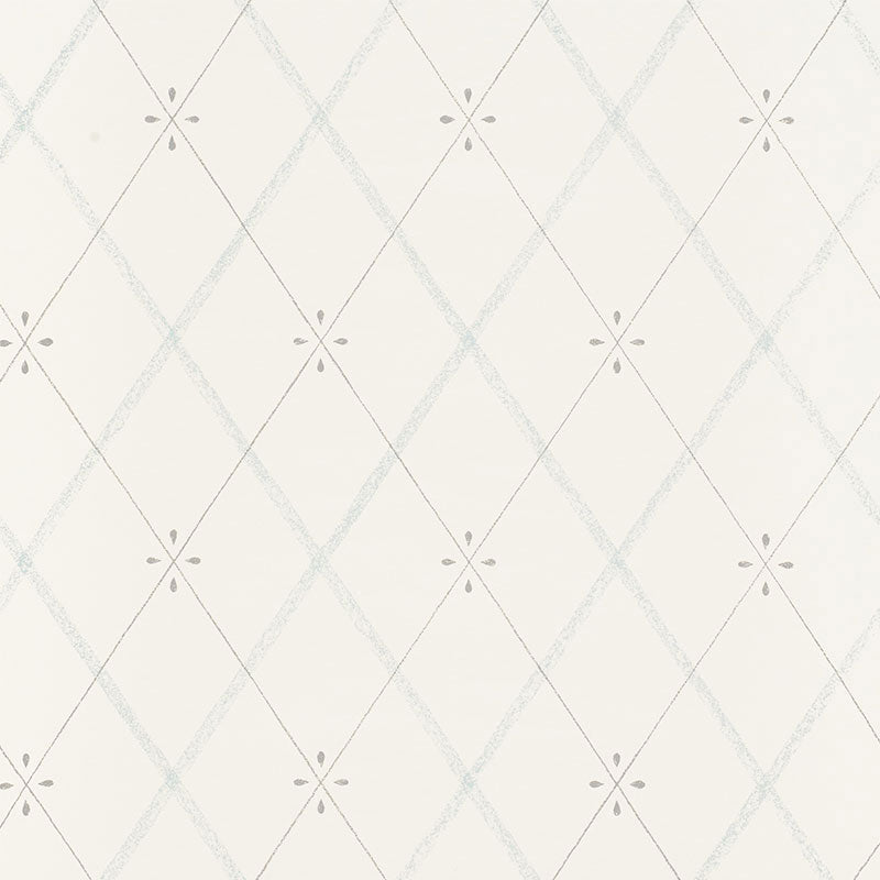 Kasumi Diamond Mineral wallpaper by Schumacher featuring a small-scale diamond lattice pattern in a mineral colorway.