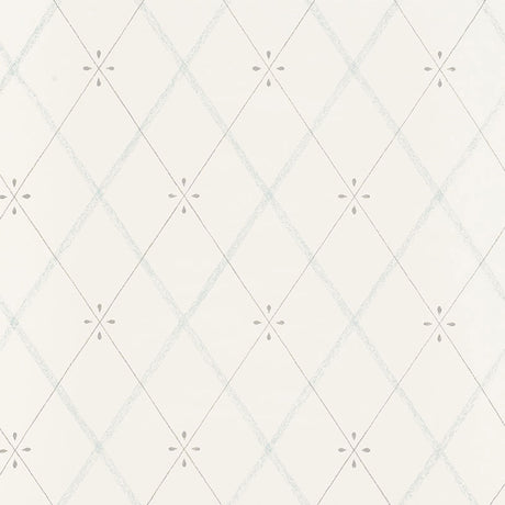Kasumi Diamond Mineral wallpaper by Schumacher featuring a small-scale diamond lattice pattern in a mineral colorway.