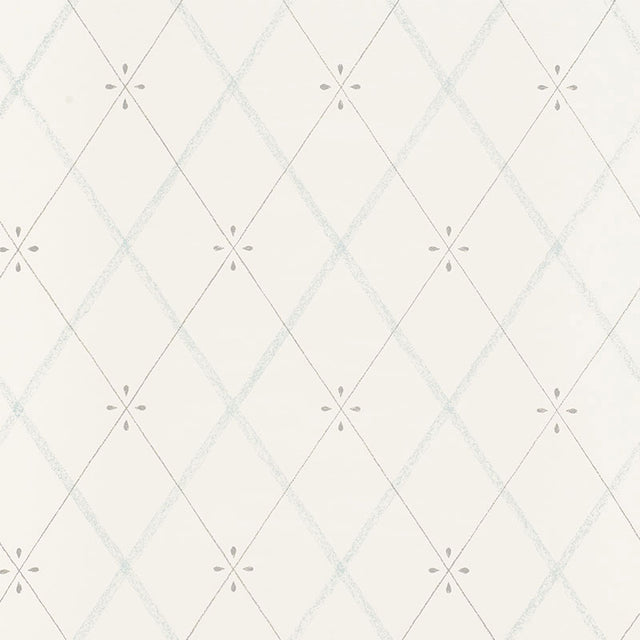 Kasumi Diamond Mineral wallpaper by Schumacher featuring a small-scale diamond lattice pattern in a mineral colorway.