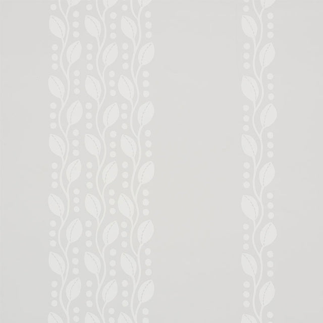 LILLIAN VINE wallpaper in grey by Schumacher, featuring a small-scale vine and dot pattern in a vertical stripe design.