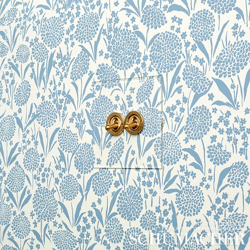 Chrysanthemum Chambray by Schumacher Small-Print Floral Wallpaper – Schumacher 5009550