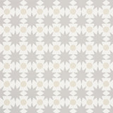 COSMOS wallpaper in neutral colorway by Schumacher, featuring a geometric star and dot pattern from the Studio Bon collection.