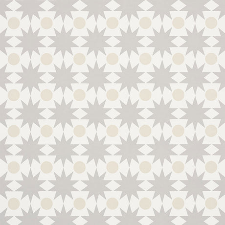 COSMOS wallpaper in neutral colorway by Schumacher, featuring a geometric star and dot pattern from the Studio Bon collection.