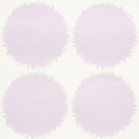 FUZZ wallpaper in lavender by Schumacher, featuring a playful spiky dot pattern in a modern interior setting.