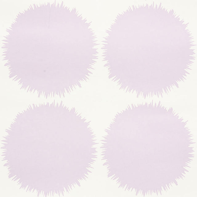 FUZZ wallpaper in lavender by Schumacher, featuring a playful spiky dot pattern in a modern interior setting.