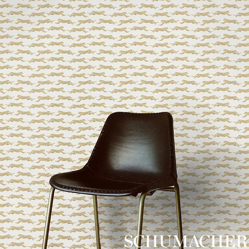 Leaping Leopards Sky by Schumacher Small-Print Animal Wallpaper – Schumacher 5009590