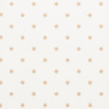 Stargaze wallpaper in bronze by Schumacher featuring a repeating star motif on a white background.