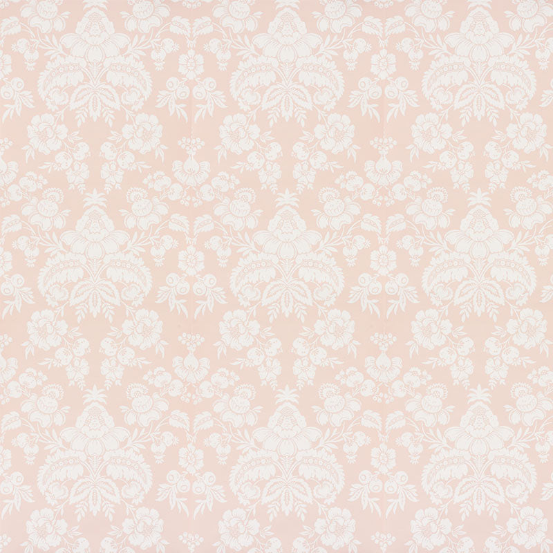 Simone Damask Blush by Schumacher Classic Damask Wallpaper – Schumacher 5009611