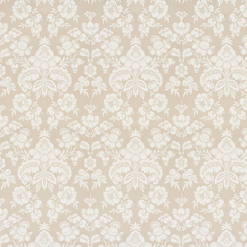 Simone Damask Stone by Schumacher Classic Surface Print Damask Wallpaper – Schumacher 5009612
