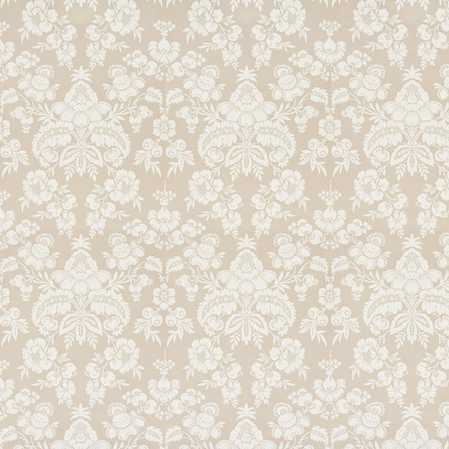 Simone Damask Stone by Schumacher Classic Surface Print Damask Wallpaper – Schumacher 5009612