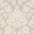 Simone Damask wallpaper in stone colorway, large-scale classic damask pattern by Schumacher