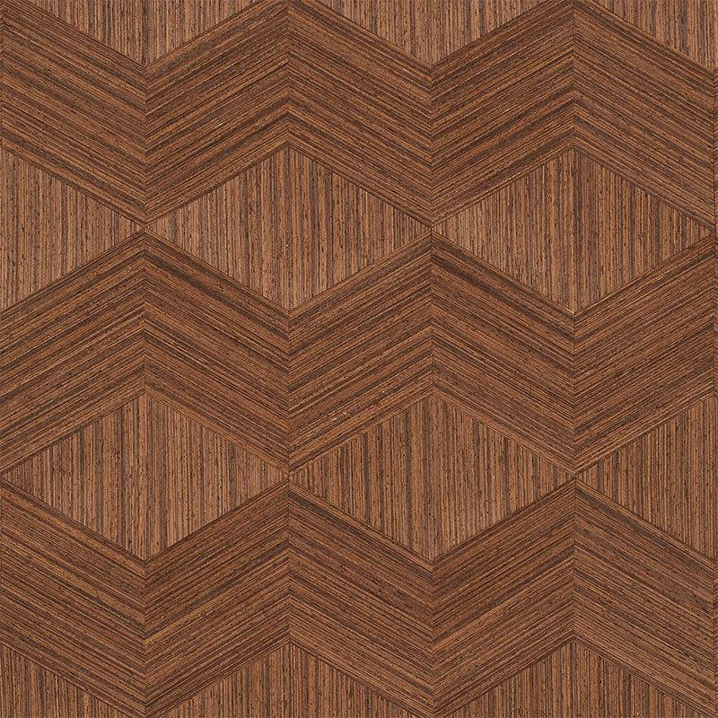 Chevron Inlay Walnut by Schumacher Handmade Wood Veneer Wallpaper – Schumacher 5009631