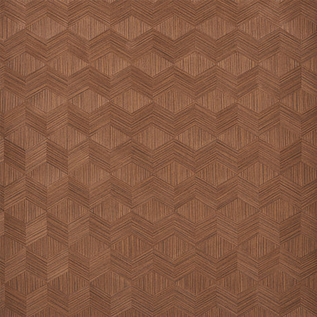 Chevron Inlay wallpaper in Walnut by Schumacher features a sophisticated hand-cut wood veneer chevron pattern.