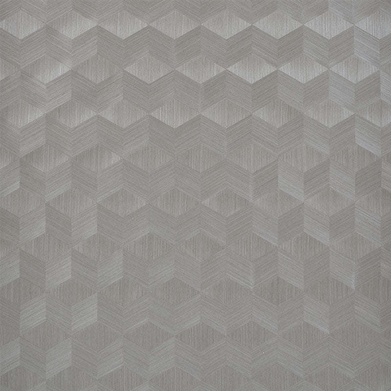 Chevron Inlay wallpaper in Birch by Schumacher, featuring a sophisticated handmade chevron pattern with genuine wood veneer.