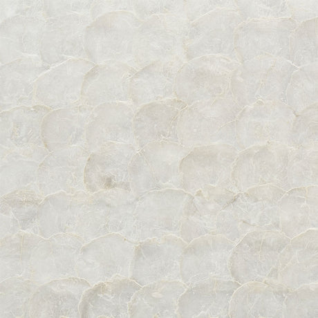 Abalone Pearl handmade fish-scale pattern wallcovering tile by Schumacher, shown in a delicate mother of pearl finish.