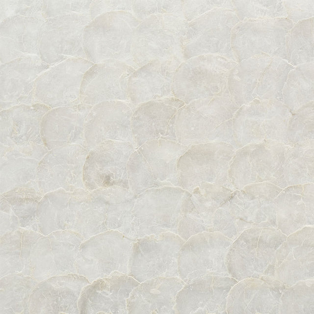 Abalone Pearl handmade fish-scale pattern wallcovering tile by Schumacher, shown in a delicate mother of pearl finish.