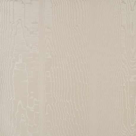 Moire wallcovering in parchment colorway with a watery, irregular appearance and delicate faille weave, by Schumacher.