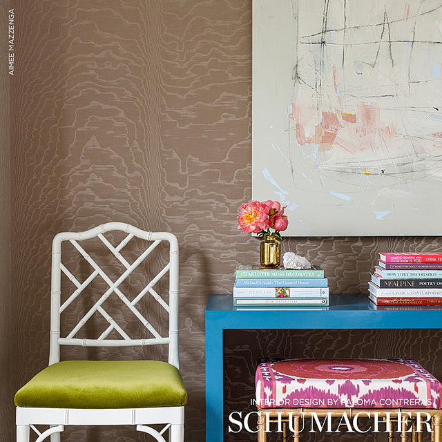 Moire Wallcovering in Fawn by Schumacher Modern Glamour Collection – Schumacher 5009671