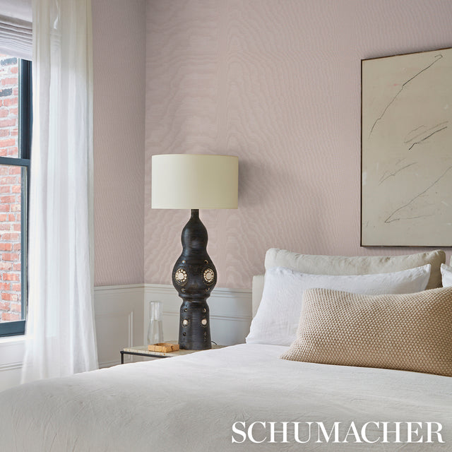 Moire Dove Wallcovering by Schumacher – LE MAX Collection – 55" Wide, 8ft/yd, Italy, 5009674