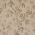Weeping Pine II wallpaper in Barley by David Kaihoi for Schumacher, featuring a romantic botanical pine tree design in soft neutral tones.