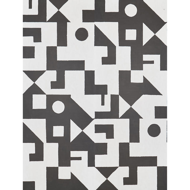 Binary Panel Set by Porter Teleo for Schumacher. Black and white geometric abstract wallpaper mural shown in modern interiors.