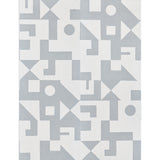 Binary Panel Set by Porter Teleo for Schumacher. A geometric, mural-like wallcovering in silver and white with bold abstract shapes.