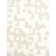 Binary Panel Set by Porter Teleo for Schumacher. A geometric, mural-like wallcovering in a natural colorway, shown in a modern interior setting.
