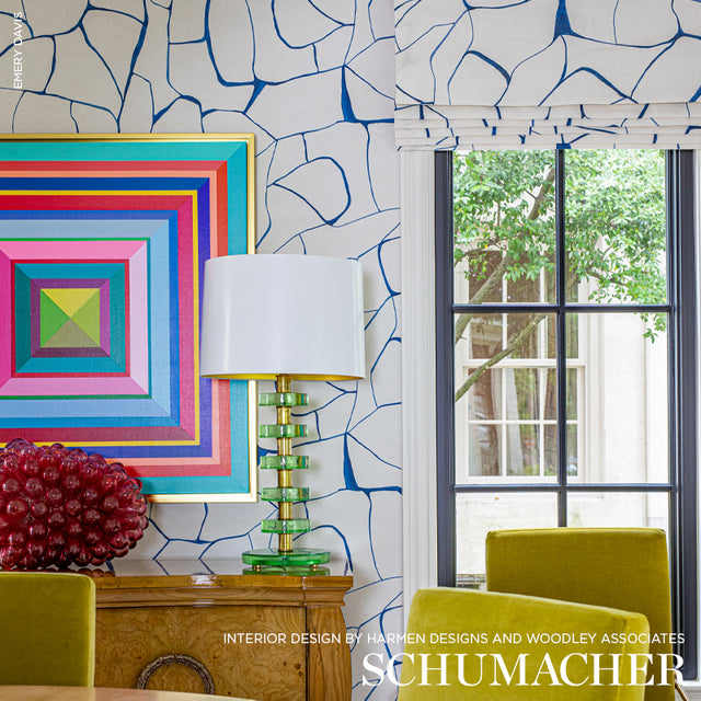 FILIGREE Navy by Porter Teleo Abstract Modern Wallpaper – Schumacher 5009700