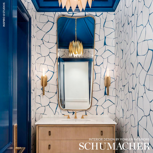 FILIGREE Navy by Porter Teleo Abstract Modern Wallpaper – Schumacher 5009700
