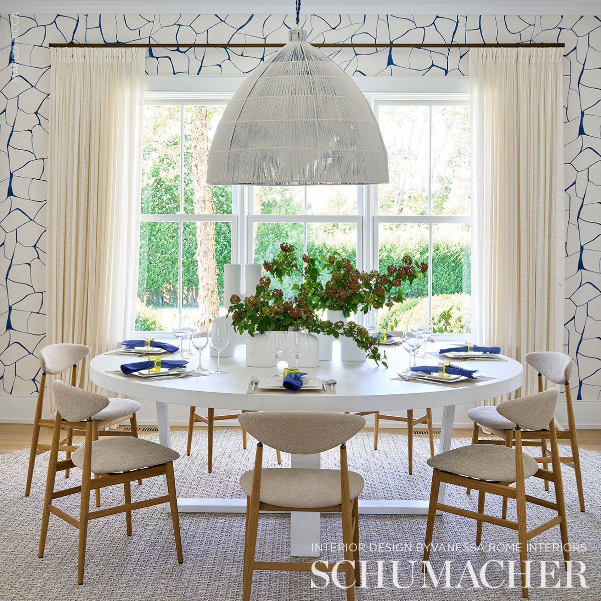 FILIGREE Navy by Porter Teleo Abstract Modern Wallpaper – Schumacher 5009700