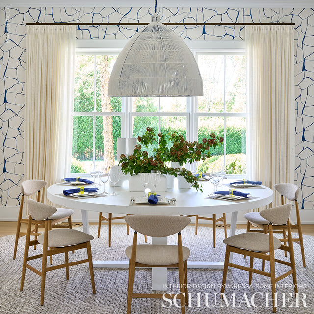 FILIGREE Navy by Porter Teleo Abstract Modern Wallpaper – Schumacher 5009700