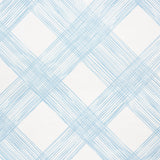 Traverse Sky by Porter Teleo for Schumacher. Large-scale hand-painted trellis pattern in blue on white non-woven wallpaper.