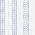 Nauset Stripe Indigo wallpaper by Schumacher, featuring a blue and white zigzag stripe pattern, shown in a modern bedroom setting.