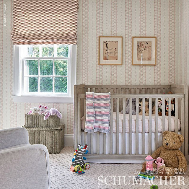 Nauset Stripe Blush by Schumacher Chambray Collection Wallpaper – Schumacher 5009742