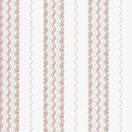 Nauset Stripe Sienna wallpaper by Schumacher featuring a geometric stripe pattern in sienna on a white background.
