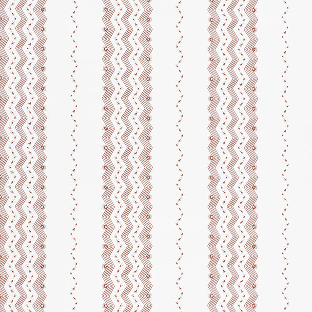 Nauset Stripe Sienna wallpaper by Schumacher featuring a geometric stripe pattern in sienna on a white background.