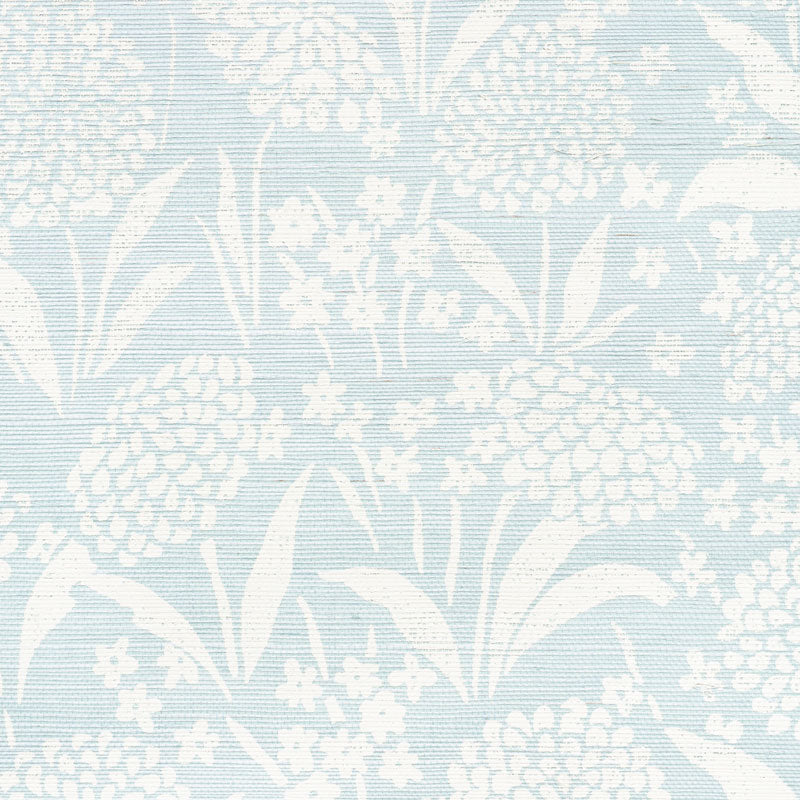 Chrysanthemum Sisal Sky by Schumacher Textured Floral Wallpaper – Schumacher 5009780