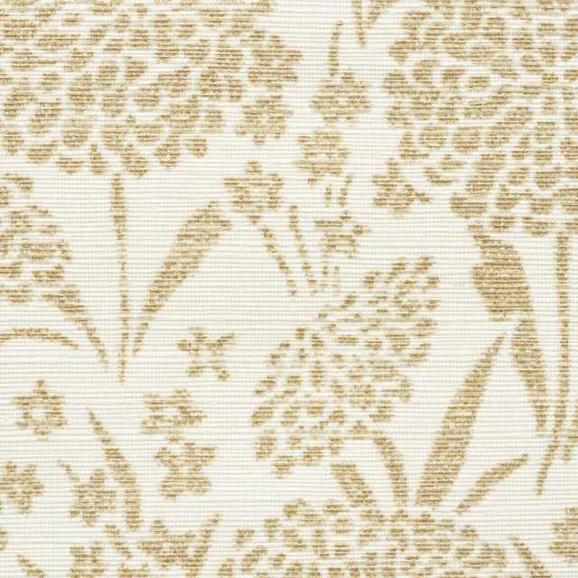Chrysanthemum Sisal Gold Floral Grasscloth Wallpaper – Schumacher 5009782