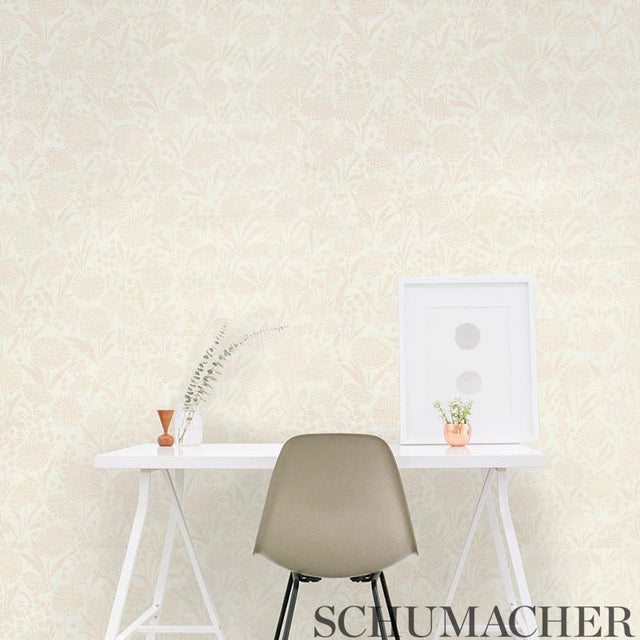 Chrysanthemum Sisal Gold Floral Grasscloth Wallpaper – Schumacher 5009782